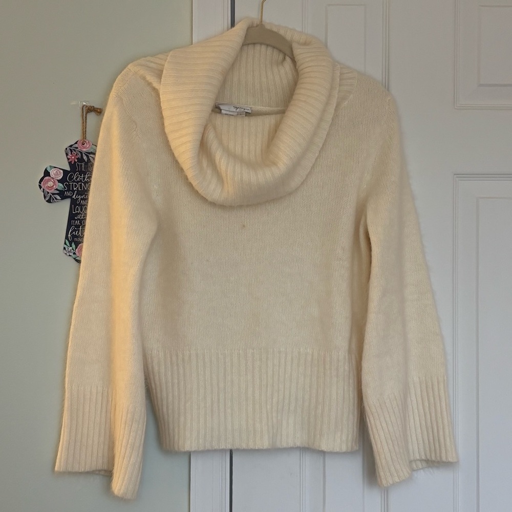 Spiegel White Angora Cowl Neck Sweater Large Soft Luxe Heritage Knit Pullover